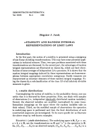 Zbigniew J. Jurek ¿-STABILITY and RANDOM INTEGRAL