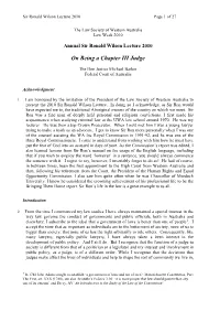 Annual Sir Ronald Wilson Lecture 2010