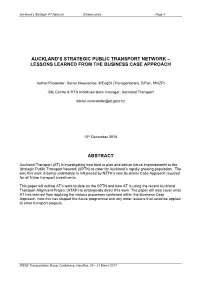 Auckland's Strategic Public Transport Network – Lessons Learned from The