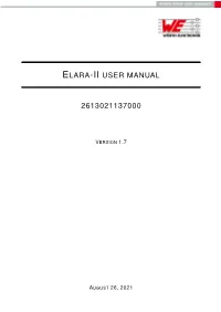 Elara-II User Manual Version 1.7 © August 2021 1 Manual FW HW Notes Date Version Version Version