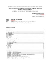 International Organisation for Standardisation Organisation Internationale De Normalisation Iso/Iec Jtc1/Sc29/Wg11 Coding of Moving Pictures and Audio