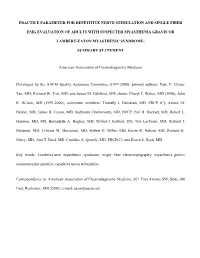 Practice Parameter for Repetitive Nerve Stimulation and Single Fiber