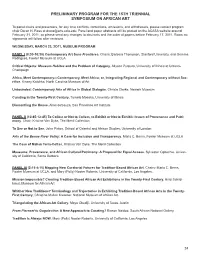 Preliminary Program for the 15Th Triennial Symposium on African Art