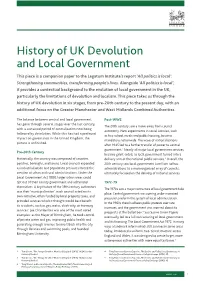 History of UK Devolution and Local Government