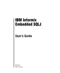 IBM Informix Embedded SQLJ User's Guide