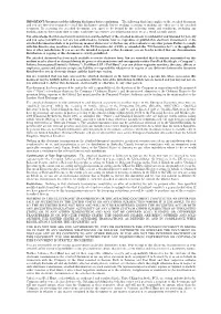 IMPORTANT: You Must Read the Following Disclaimer Before Continuing