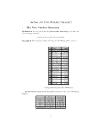Section 3.4: Five-Number Summary and Box Plots