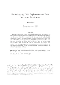 Sharecropping, Land Exploitation and Land Improving Investments