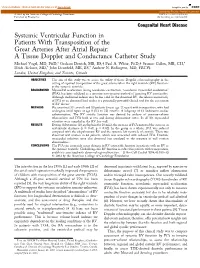 Systemic Ventricular Function in Patients with Transposition