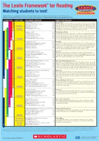 The Lexile Framework® for Reading Matching Students to Text!