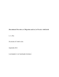 Discontinued Narratives of Migration and an Art Practice with Earth E. A