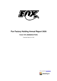 Fox Factory Holding Annual Report 2020