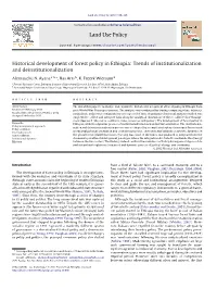 Historical Development of Forest Policy in Ethiopia: Trends of Institutionalization