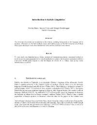 Introduction to Kabyle Linguistics*