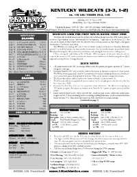 KENTUCKY WILDCATS (3-3, 1-2) Vs