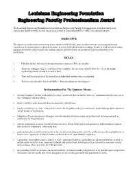 OBJECTIVE RULES Professionalism for the Engineer Means …