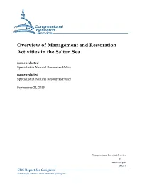 Overview of Management and Restoration Activities in the Salton