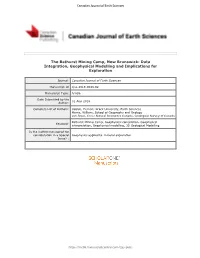 The Bathurst Mining Camp, New Brunswick: Data Integration, Geophysical Modelling and Implications for Exploration