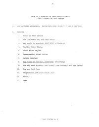 Unit Ii - History of Afro-American Music and a Survey of Jazz Styles