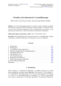 Virtually Cyclic Dimension for 3-Manifold Groups