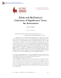 Ziliak and Mccloskey's Criticisms of Significance Tests