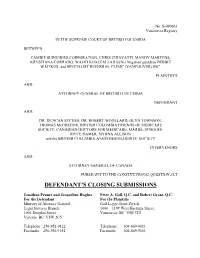 Defendant's Closing Submissions