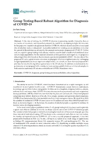 Group Testing-Based Robust Algorithm for Diagnosis of COVID-19