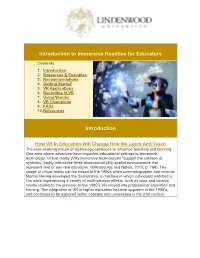 Introduction to Immersive Realities for Educators