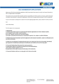 Isca Membership Applications