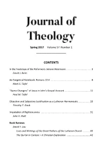 Journal of Theology Spring 2017 Volume 57 Number 1