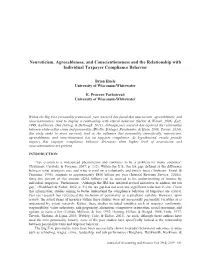 Neuroticism, Agreeableness, and Conscientiousness and the Relationship with Individual Taxpayer Compliance Behavior
