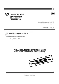 The Accobams Programme of Work on Marine Protected Areas (Mpas)