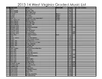 2013-14 West Virginia Graded Music List LEVEL COMPOSER TITLE ARRANGER Pub