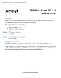 AMD Linux Driver 2021.10 Release Notes