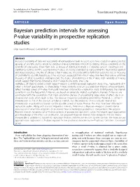 Bayesian Prediction Intervals for Assessing P-Value Variability in Prospective Replication Studies Olga Vsevolozhskaya1,Gabrielruiz2 and Dmitri Zaykin3