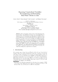 Exposing Uninitialized Variables: Strengthening and Extending Run-Time Checks in Ada