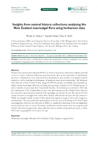 Insights from Natural History Collections: Analysing the New Zealand Macroalgal Flora Using Herbarium Data