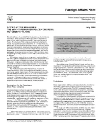 Soviet Active Measures WPC Copenhagen Jul 1986.P65
