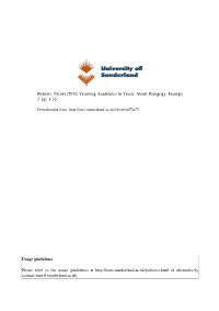 Teaching Academics to Teach: About Pedagogy