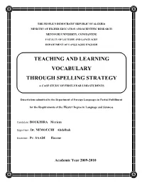 Teaching and Learning Vocabulary Through