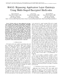 BALG: Bypassing Application Layer Gateways Using Multi-Staged Encrypted Shellcodes