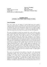 Course Title Gender and Public Discourse in India