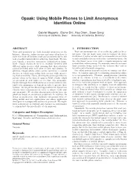 Opaak: Using Mobile Phones to Limit Anonymous Identities Online