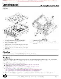 Quickspecs HP Integrity Bl870c Server Blade Overview