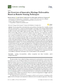An Overview of Innovative Heritage Deliverables Based on Remote Sensing Techniques