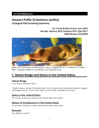 Colomesus Asellus) Ecological Risk Screening Summary