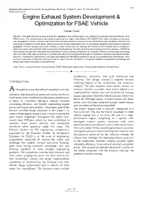 Engine Exhaust System Development & Optimization for FSAE Vehicle