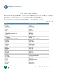 ESC Prior Authorization Program Drug List