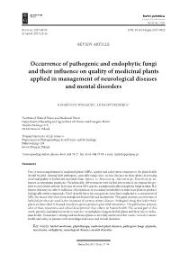 Occurrence of Pathogenic and Endophytic Fungi and Their Influence on Quality of Medicinal Plants Applied in Management of Neurological Diseases and Mental Disorders