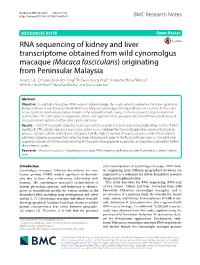 RNA Sequencing of Kidney and Liver Transcriptome Obtained from Wild
